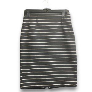 White House Black Market Striped Pencil Skirt Black White Size 4 Pull On Career